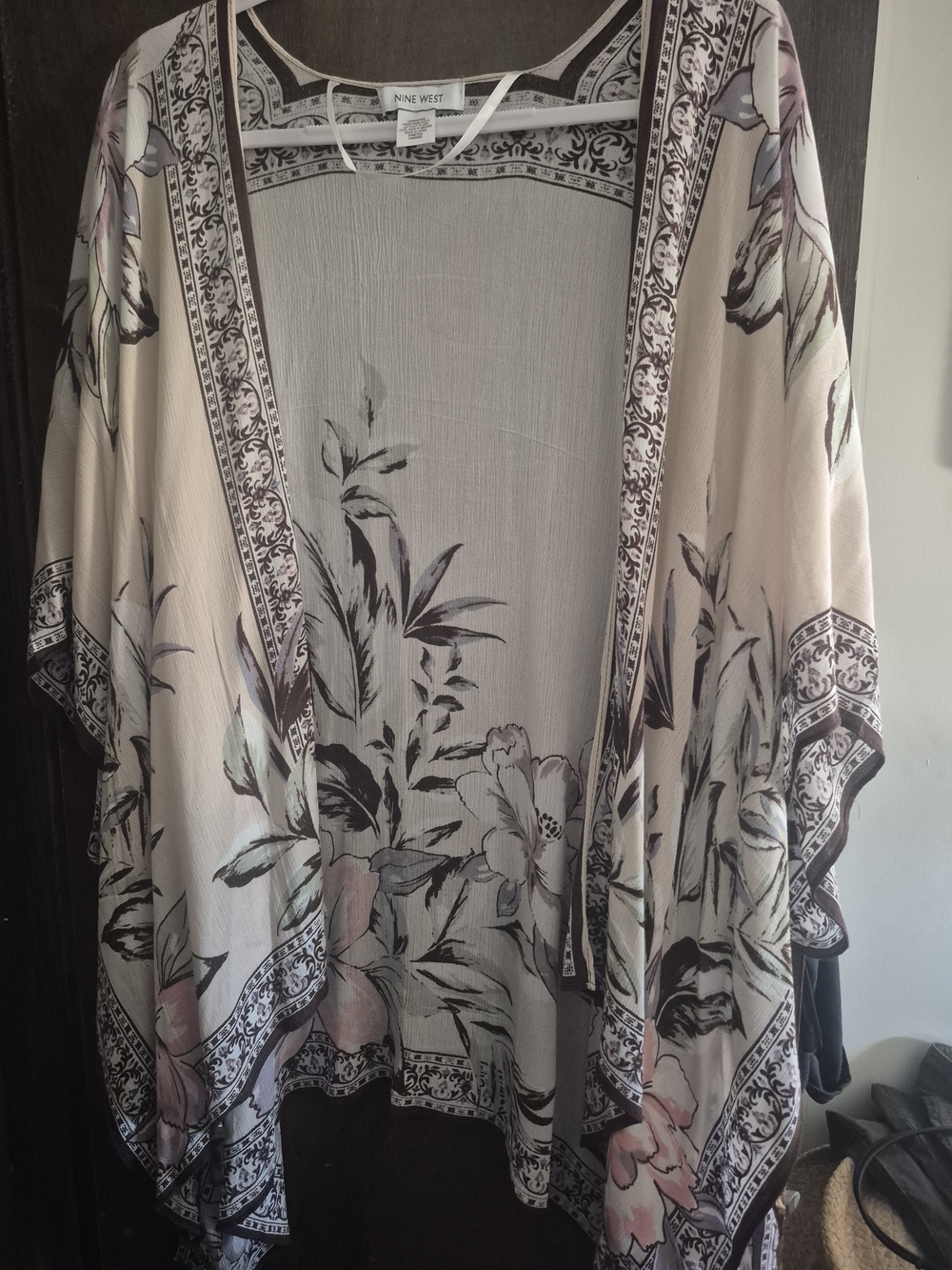Nine West Floral Kimono in Blush and Black